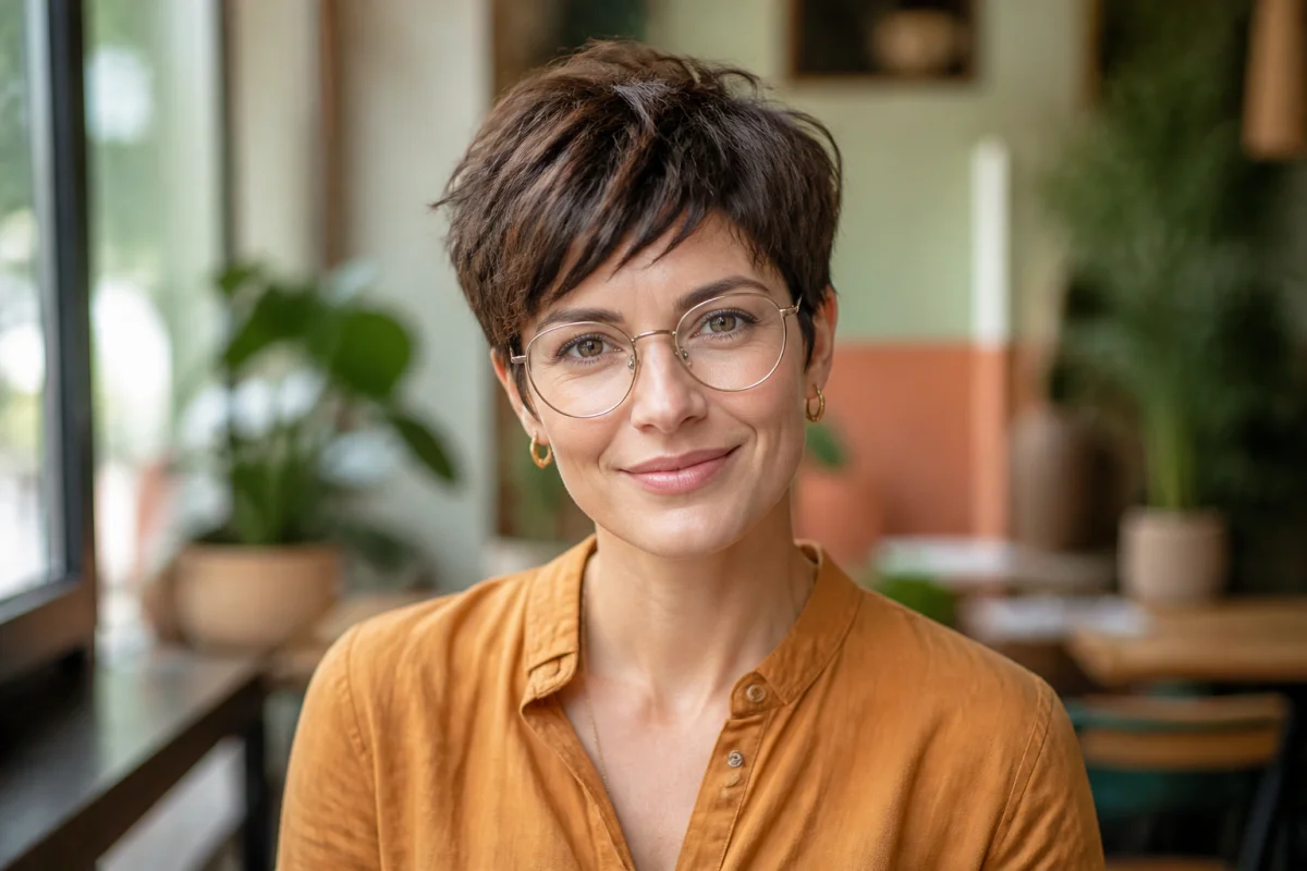 tendance coupe courte et lunettes de vue