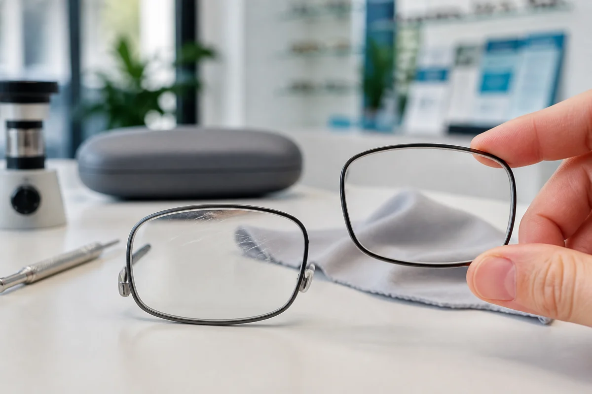 verre de lunette rayé opticien